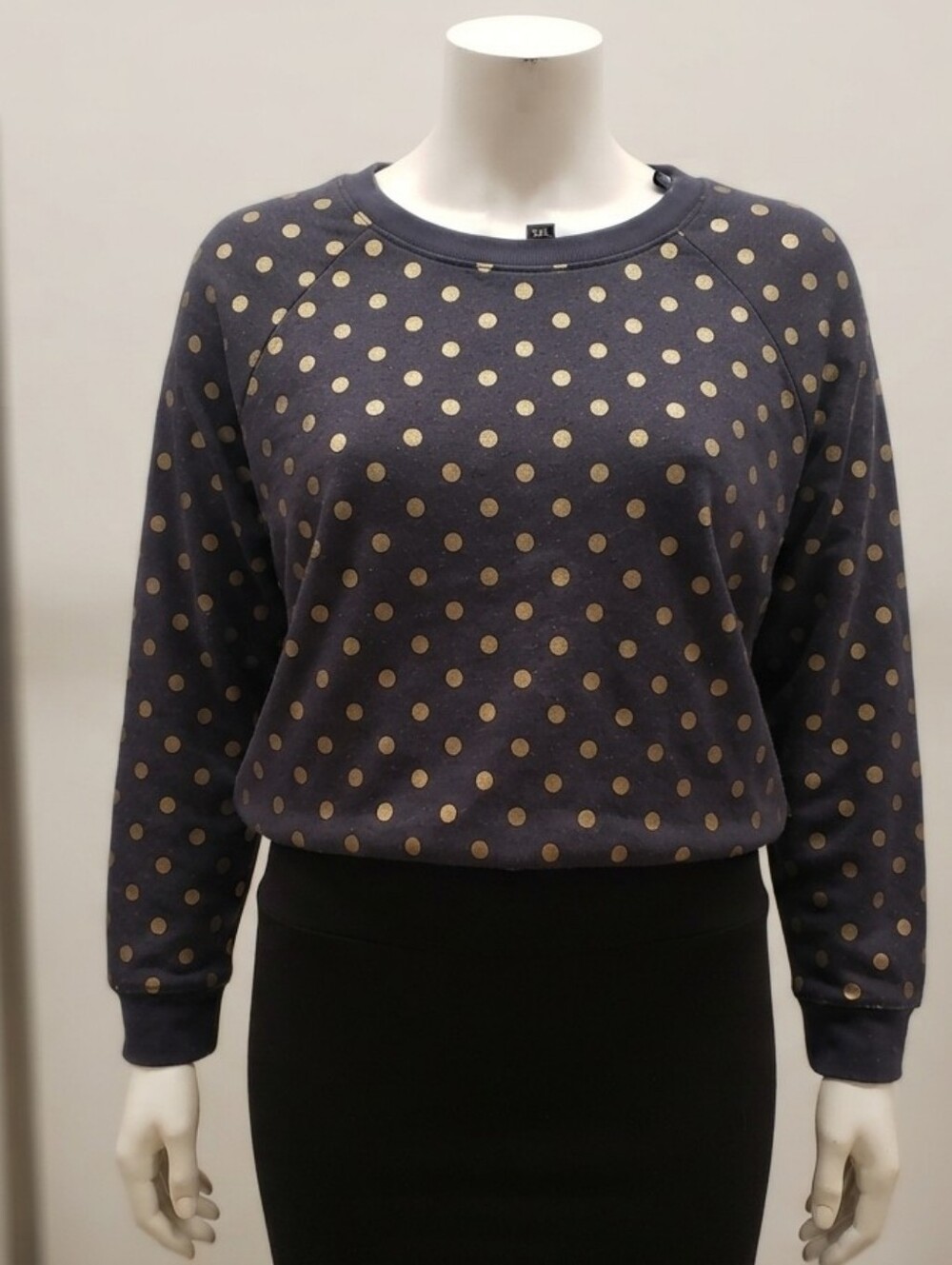 Old Navy Black Charcoal Gold Foil Polka Dot Crewneck Sweatshirt (XXL) Pre-owned